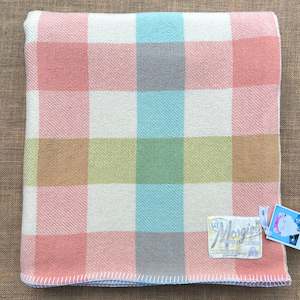 Pretty Pastels: Soft Pastel Check SINGLE Lightweight New Zealand Wool Blanket