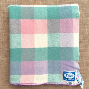 Pretty Pastels: Kaiapoi Pastel Check SINGLE New Zealand Wool Blanket