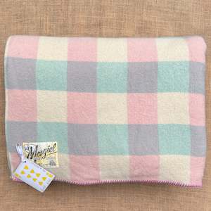 Pretty Pastels: Check Pastel DOUBLE New Zealand Wool Blanket
