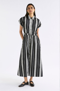 Dresses: ELK- Reza Shirt Dress – Fez Black Stripe A1371B
