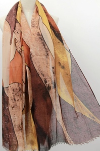 Accessories: Frontline Scarf-Abstract Scarf Amber 26CSK-7