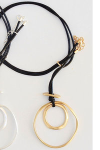 NECKLACE – 19-125G Double Hoop and Disc Pendant Gold