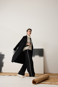 Coats and Jackets: MARCO POLO – YTMP3624 Boiled Wool Moto Coat- Black