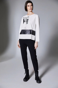 $99.95 & Under: PERUZZI-Flock Print Top – Ecru