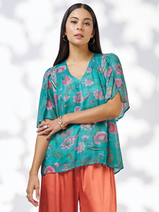 $99.95 & Under: Loobie’s Story – Anaphora Blouse LS3114 – Aqua Multi