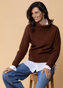 Knitwear: Noble Wilde – Moss Stitch Cowl Neck NW3126 – Rimu