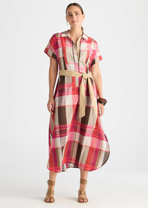 Dresses: Zacket & Plover – Checkered Dress ZP8849 – Toast