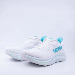 Hoka Clifton 10 (D Wide) Womens White/ Cielo Blue