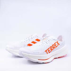 Trail Running: Adidas Terrex Agravic Speed Ultra (D Standard Mens) White/ Orange/ Gray