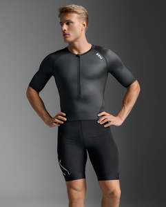 2xu 1: 2XU Core Sleeved Trisuit (Mens) Black/White