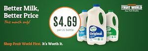 Meadow Fresh Milk Original, Trim, Lite  2l each (In Store Purchase Only)