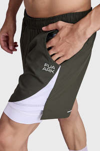 Running Collection: 2 in 1 Mesh Shorts Olive