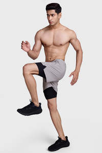 Running Collection: 2 in 1 Laser Shorts Beige With Black