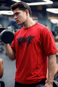 Gym Tshirts For Men: Primal Code Oversized T-shirt Red