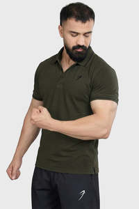 Gym Tshirts For Men: Mark Polo T-shirt Olive