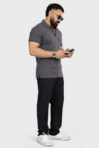 Gym Tshirts For Men: Mark Polo T-shirt Dark Grey