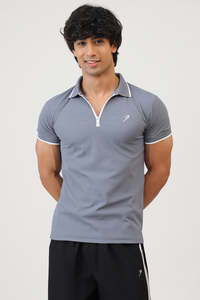 Gym Tshirts For Men: Stride Polo T-shirt Grey