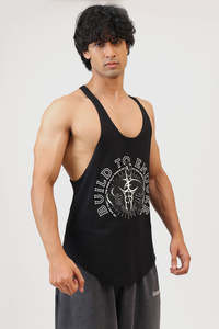 Gym Vest Men: Build to Endure Stringer Black