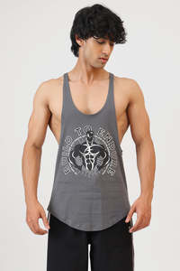 Gym Vest Men: Build to Endure Stringer Grey