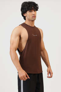 Gym Vest Men: Fortis Deep Arm Tank Coffee