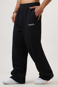 Mens Joggers Track Pants: Heavyweight Loose Tracks Black