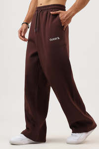 Mens Joggers Track Pants: Heavyweight Loose Tracks Brown