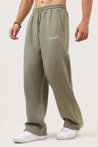 Mens Joggers Track Pants: Heavyweight Loose Tracks Olive