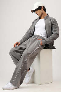 Mens Joggers Track Pants: Track Club Jacket Light grey