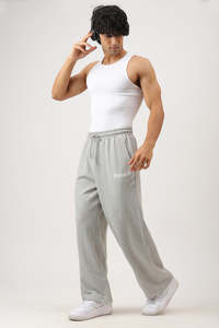 Mens Joggers Track Pants: Recovery Straight Pants Melange Grey