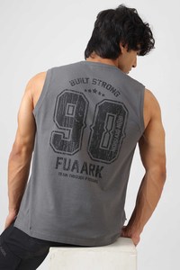 Gym Vest Men: Built Strong Muscle Tank Grey