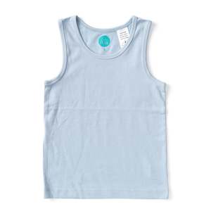 Lulufunk Sleepwear: Powder Blue - Bamboo & Organic Cotton Singlet - Lulu Funk