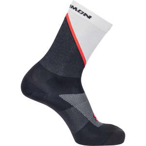 Salomon Run Pulse Crew Sock (Icicle Nine Iron Neon Flame)