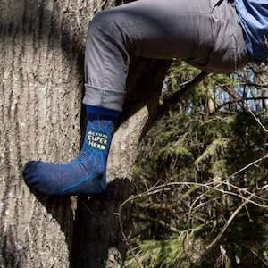 Mens Socks: Blue Q Socks – Men's Crew – Actual Super Hero