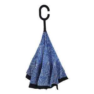 Umbrellas: Inside Out Umbrella - William Morris Mint Larkspur