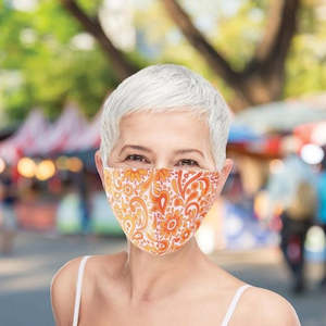 Face Masks: Triple Layer Cloth Face Mask - Retro Orange