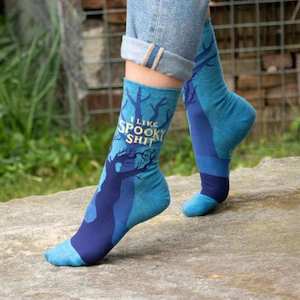 Novelty For Her: Blue Q Socks - Women's Crew - I Like Spooky Shit