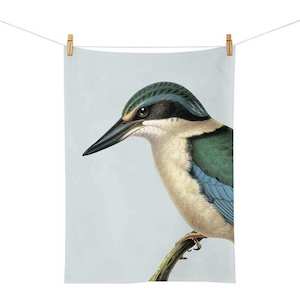 Homeware: Hushed Blue Kingfisher Tea Towel