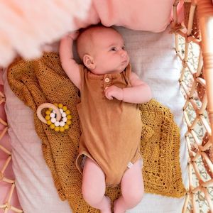 O B Designs: Organic Beechwood Teether Toy - Turmeric