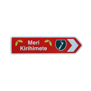 NZ Road Sign Magnet - Meri Kirihimete Red