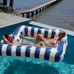 SunnyLife Luxe Twin Hammock Float Le Weekend Navy Stripe