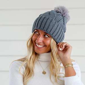 Pom Pom Beanie - Charcoal