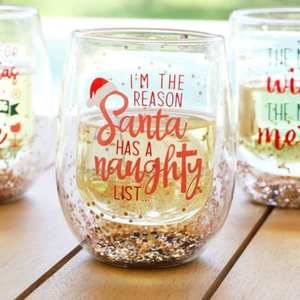 Christmas Naughty Stemless Glass