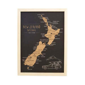 Fathers Day Gifts: Moana Road - A3 New Zealand Cork Map