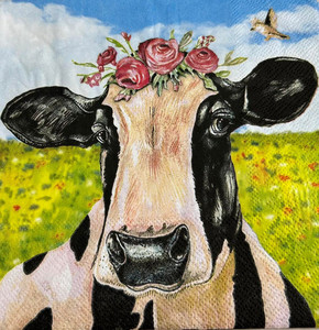 Products: Cow with Flowers Napkin FUNKY GLASS ART