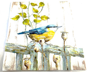 Products: Bird on the Fence Napkin FUNKY GLASS ART