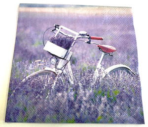 Products: Bike In Lavender Field Napkin FUNKY GLASS ART