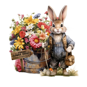 Flower Market Bunny Transfer FUNKY GLASS ART