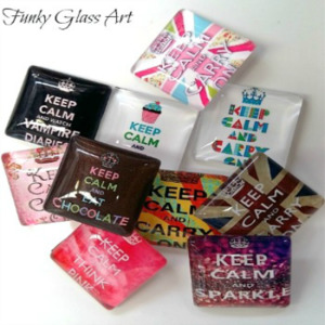 Glass Cabochons - Keep Calm 20x20 FUNKY GLASS ART