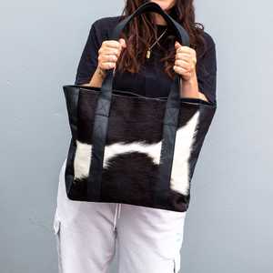 Tote Bags: Cowhide Shopper Tote