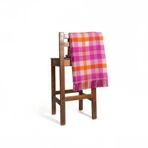 Wool Blanket: Blush N Blaze Tartan Lambswool Blanket